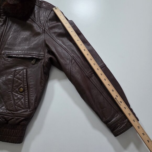 Santa Barbara Polo Racquet Club Leather Jacket Men 50 Brown LS Equestrian Vtg - Picture 5 of 16